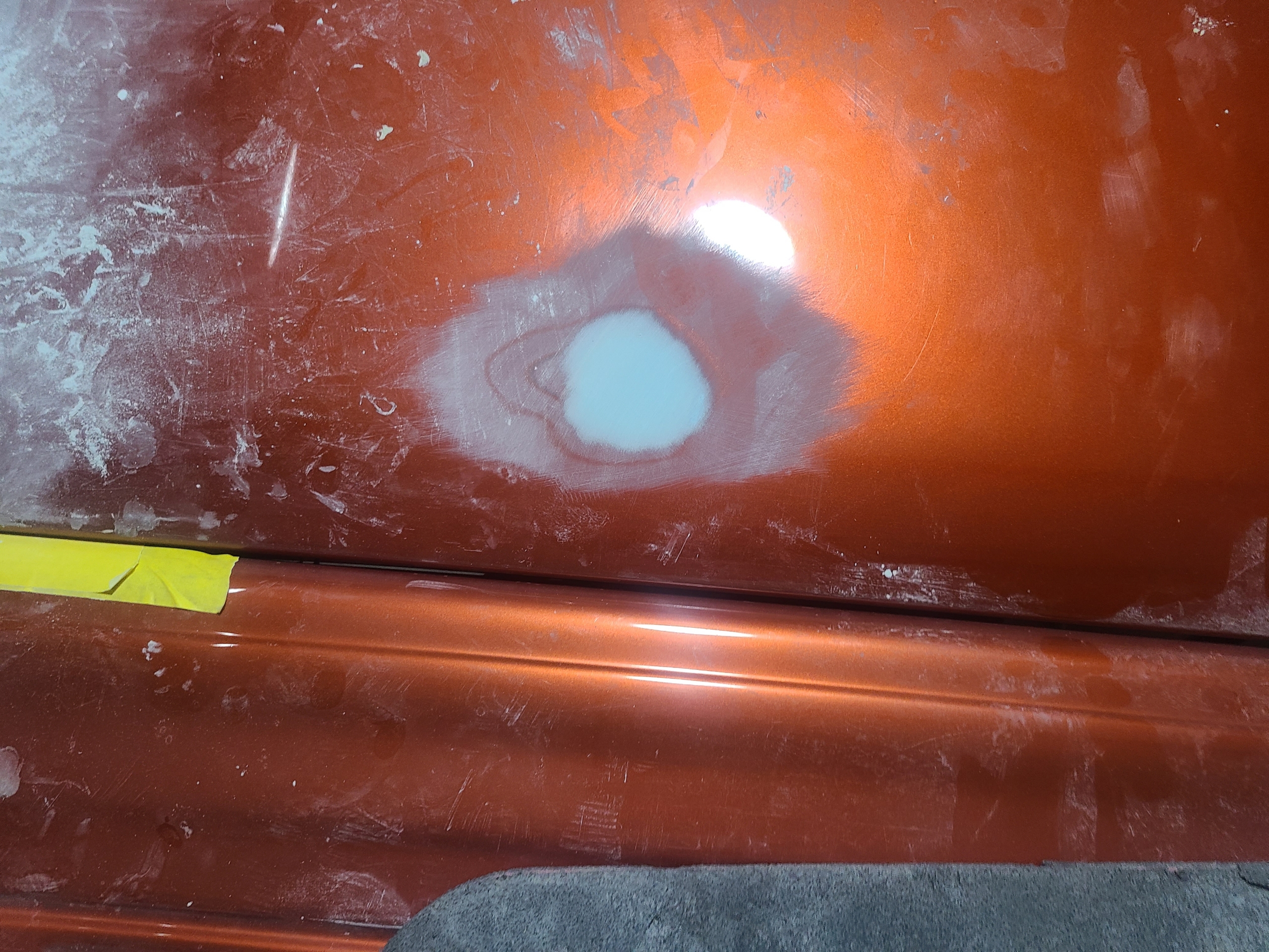 Close detail of collision damage repair