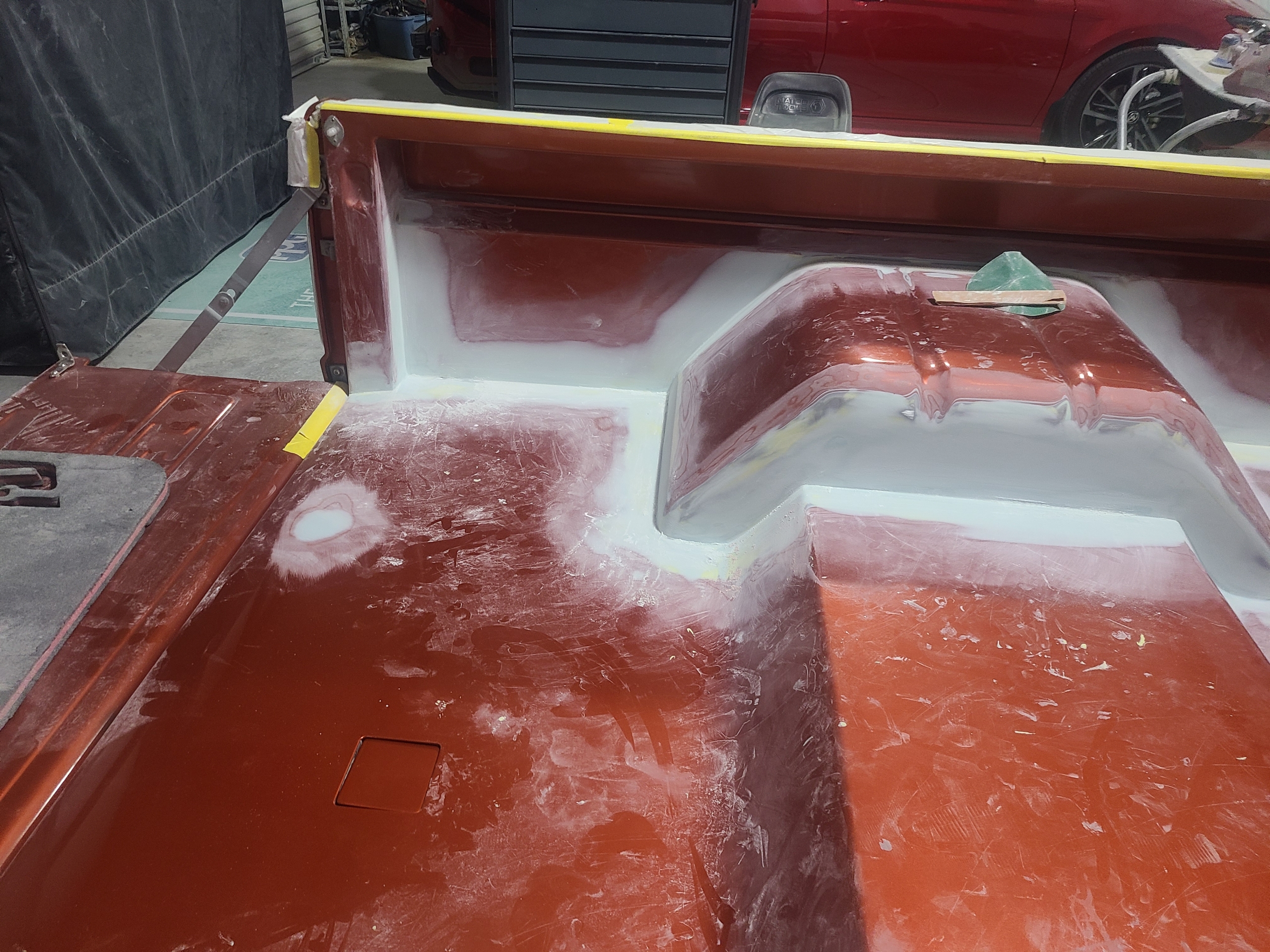 Freshly painted custom truck bed